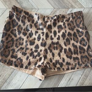 Windsor Leopard Sequin High Waist Shorts